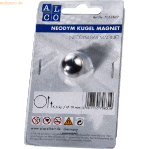 Alco Kugelmagnet Neodoym Neodym (Nd) 19mm TG 5600 g silber VE=1 Stück