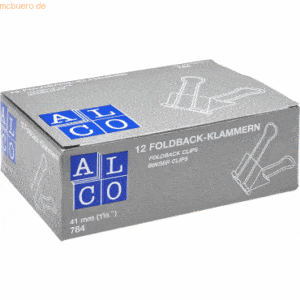 Alco Foldbackklammer Metall vernickelt 41mm weiß VE=12 Stück