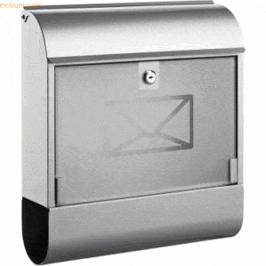 Alco Briefkasten Metall lackiert Zeitungsfach 410x115x360mm silber