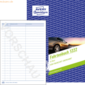 Avery Zweckform Formularbuch Fahrtenbuch A5 RC PKW 32 Blatt mit Ausfül