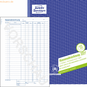 Avery Zweckform Kassenabrechnung A4 RC Blaupapier 2x50 Blatt