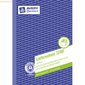 10 x Avery Zweckform Formularbuch Lieferschein A5 vorgelocht 100 Blatt