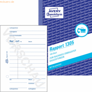 Avery Zweckform Formularbuch Rapport A6 vorgelocht 100 Blatt