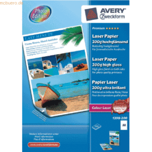 Avery Zweckform Fotopapier Laser Premium A4 200g/qm hochglänzend beids