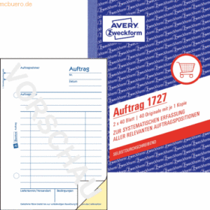 Avery Zweckform Formularbuch Auftrag A6 selbstdurchschreibend 2x40 Bla