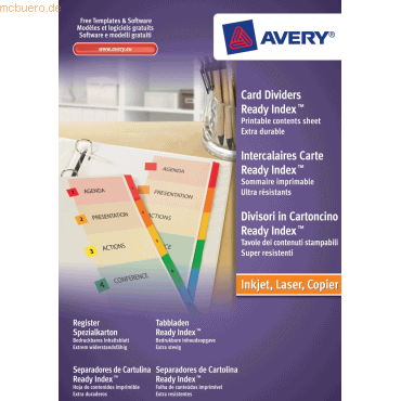 Avery Zweckform Register A4 mehrfarbig Spezialkarton 1-10 zweiseitig b