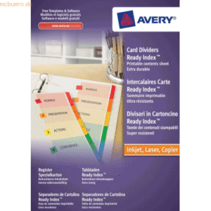 Avery Zweckform Register A4 mehrfarbig Spezialkarton 1-12 zweiseitig b