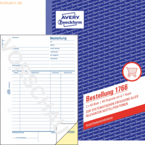 Avery Zweckform Formularbuch Bestellung A5 selbstdurchschreibend 2x40