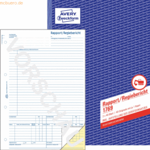 Avery Zweckform Formularbuch Rapport/Regiebericht A4 selbstdurchschrei