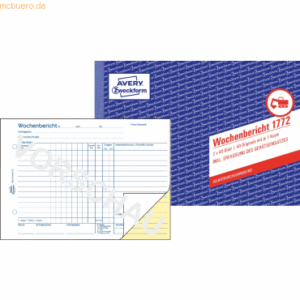 Avery Zweckform Formularbuch Wochenbericht A5 quer selbstdurchschreibe