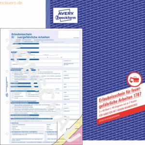 5 x Avery Zweckform Erlaubnisschein für feuergefährliche Arbeiten A4 4