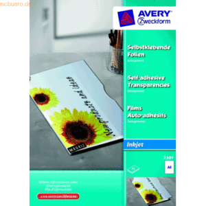 Avery Zweckform Inkjet-Folie A4 selbstklebend spezialbeschichtet 0