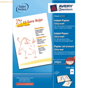 Avery Zweckform Inkjet-Papier Classic A4 120g/qm matt beschichtet VE=1