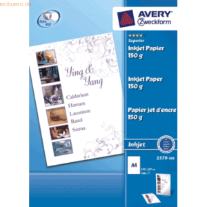 Avery Zweckform Inkjetpapier A4 150g/qm matt beschichtet VE=100 Blatt