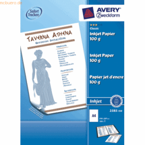 Avery Zweckform Inkjetpapier Classic A4 100g/qm beiseitig matt beschic