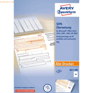 Avery Zweckform EU-Standardüberweisung für MS Office A4 200 Blatt