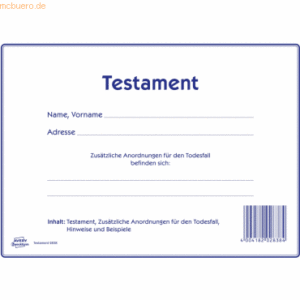 Avery Zweckform Testament A4 1 Satz/10 Stück weiß