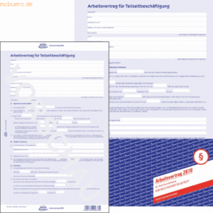 5 x Avery Zweckform Arbeitsvertrag A4 für Teilzeitbeschäftigte 2-seiti