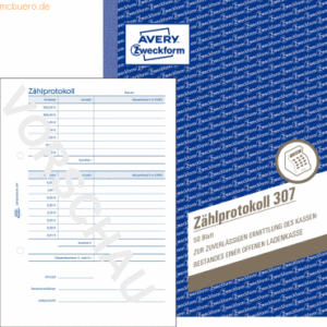 Avery Zweckform Kassenformular Zählprotokoll A5 VE=50 Blatt