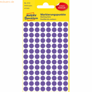 10 x Avery Zweckform Markierungspunkte violett DM 8mm VE=416 Etiketten