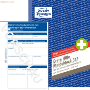 Avery Zweckform Meldeblock Erste Hilfe A5 50 Blatt