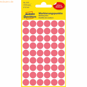 Avery Zweckform Markierungspunkte 12 mm 5 Blatt/270 Etiketten leuchtro