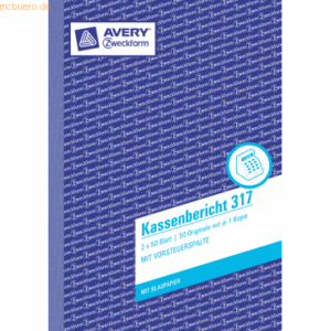 Avery Zweckform Formularbuch Kassenbericht A5 vorgelocht 2x50 Blatt mi