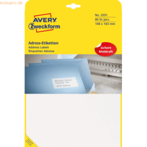 Avery Zweckform Adress-Etiketten 148x103 mm 20 Blatt/80 Etiketten weiß
