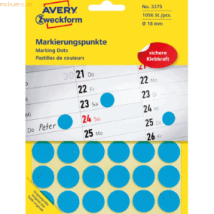 Avery Zweckform Markierungspunkte 18 mm 22 Blatt/1056 Etiketten blau