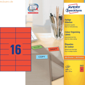 Avery Zweckform Etiketten Inkjet/Laser/Kopier 105x37mm VE=1600 Stück r