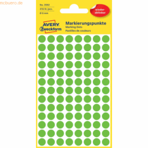 Avery Zweckform Markierungspunkte 8mm grün wiederablösbar VE=416 Stück