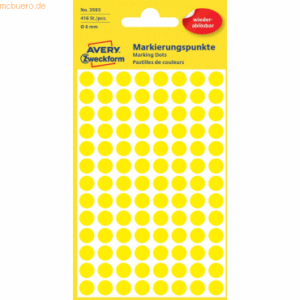 Avery Zweckform Markierungspunkte 8mm gelb wiederablösbar VE=416 Stück
