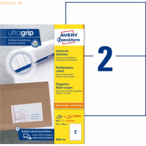 Avery Zweckform Universal-Etiketten ultragrip 210x148 mm VE=440 Etiket