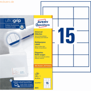 Avery Zweckform Universal-Etiketten ultragrip 64x50 mm VE=1.500 Etiket