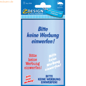 10 x Z-Design Hinweisetikett 3 Etiketten Motiv Bitte keine Werbung ein