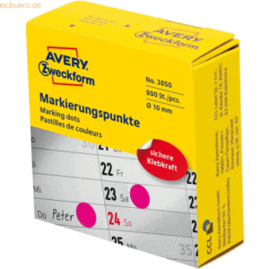 Avery Zweckform Markierungspunkte auf Rolle 10mm magenta 800 Stück