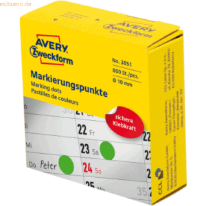 Avery Zweckform Markierungspunkte auf Rolle 10mm grün VE=800 Stück