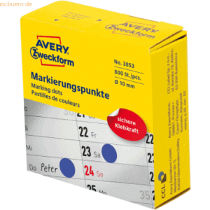 Avery Zweckform Markierungspunkte auf Rolle 10mm blau VE=800 Stück