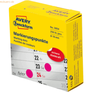 Avery Zweckform Markierungspunkte auf Rolle 19mm magenta VE=250 Etiket