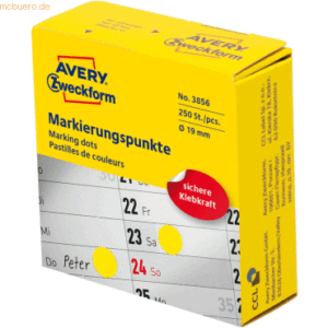 Avery Zweckform Markierungspunkte auf Rolle 19mm gelb VE=250 Etiketten
