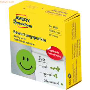 Avery Zweckform Bewertungspunkte auf Rolle Motiv Gesicht 19mm grün/sch