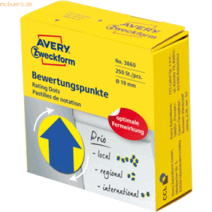 Avery Zweckform Bewertungspunkte auf Rolle Motiv Pfeil 19mm blau / gel