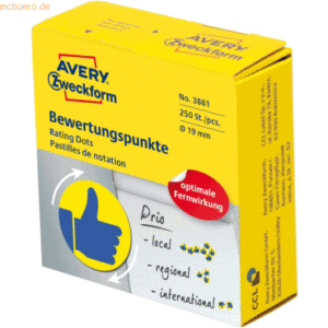 Avery Zweckform Bewertungspunkte auf Rolle Motiv Daumen 19mm blau / ge