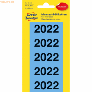 Avery Zweckform Jahreszahlen 2022 60x26mm blau VE=100 Etiketten
