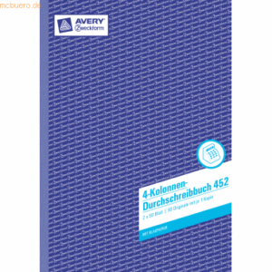 Avery Zweckform Kolonnen-Durchschreibbuch A4 4 Kolonnen 2x50 Blatt