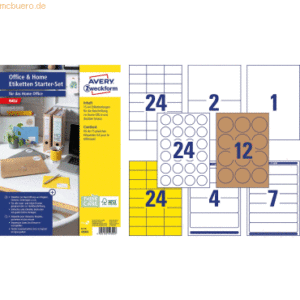 Avery Zweckform Home Office Etiketten Set Formen/Farben sortiert VE=18