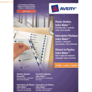 Avery Zweckform Register A4 Kunststoff 5-teilig blanko transparent