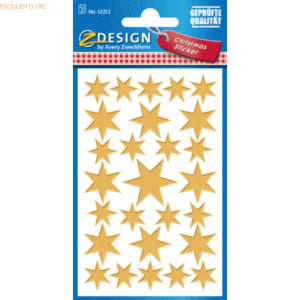 10 x Z-Design Sticker Weihnachten Glanzfolie 2 Bogen Motiv Sterne gold
