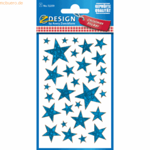 10 x Z-Design Sticker Weihnachten Effektfolie 1 Bogen Motiv Sterne bla
