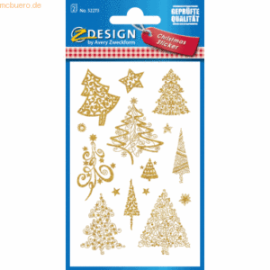 10 x Z-Design Sticker Weihnacht Papier geprägt 2 Bogen Motiv Bäume